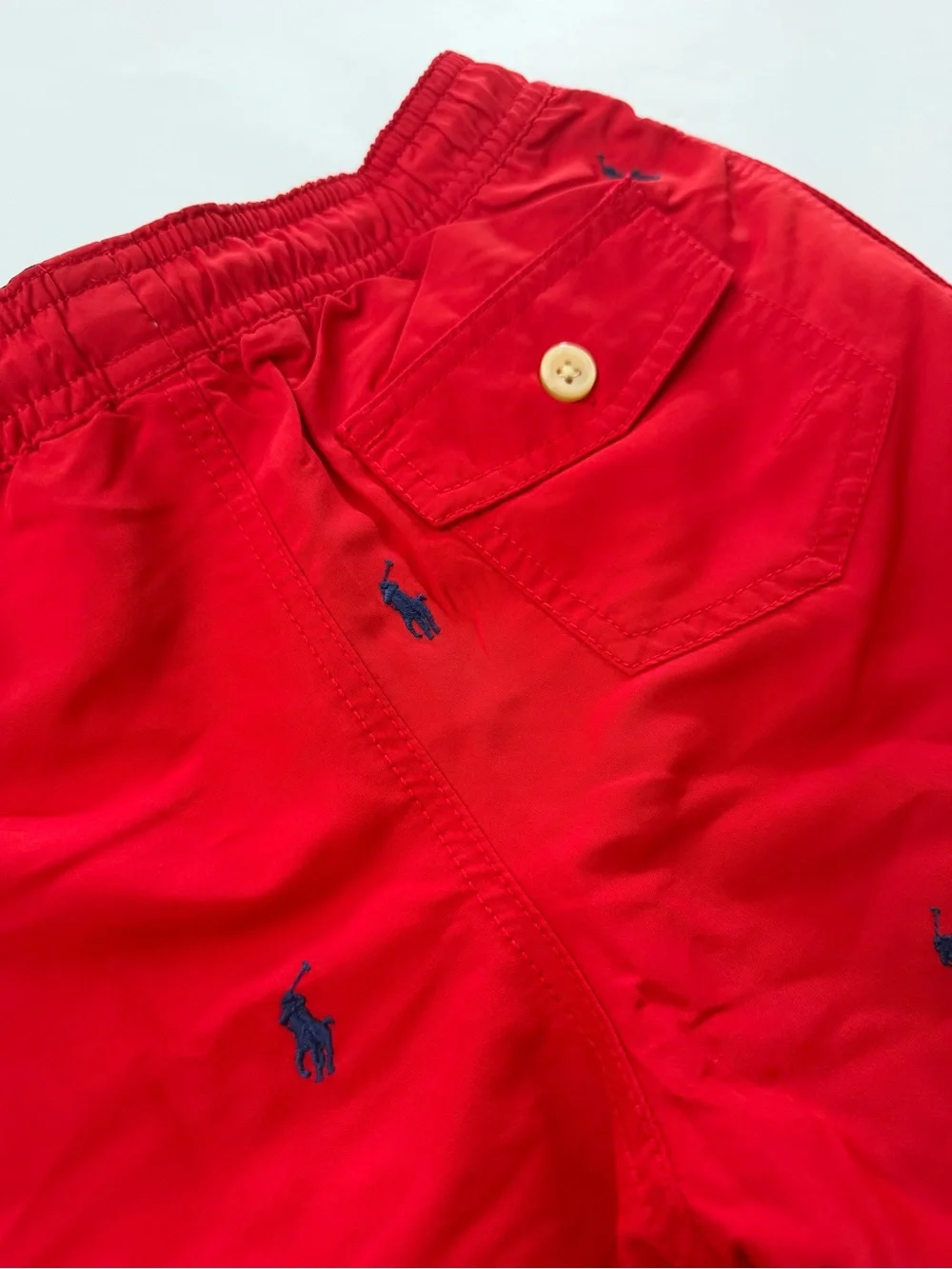 Polo by Ralph Lauren Youth Red Swim Shorts with Navy Pony Embroidery
